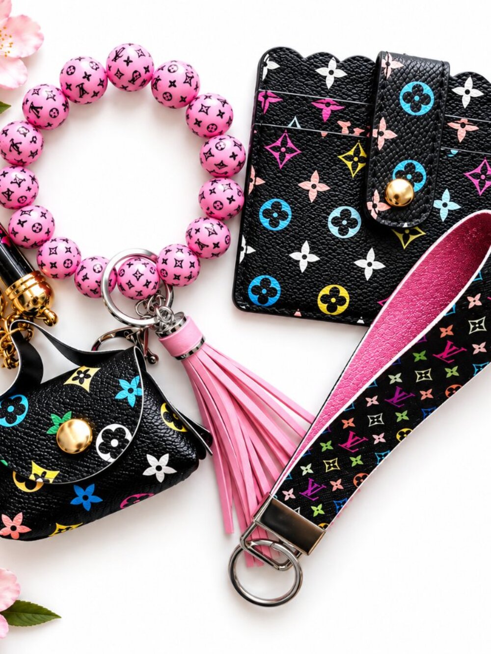 Women's card holder wristlet set